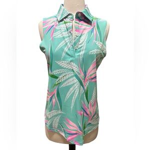 Tropical Sleeveless Top - Green and Pink